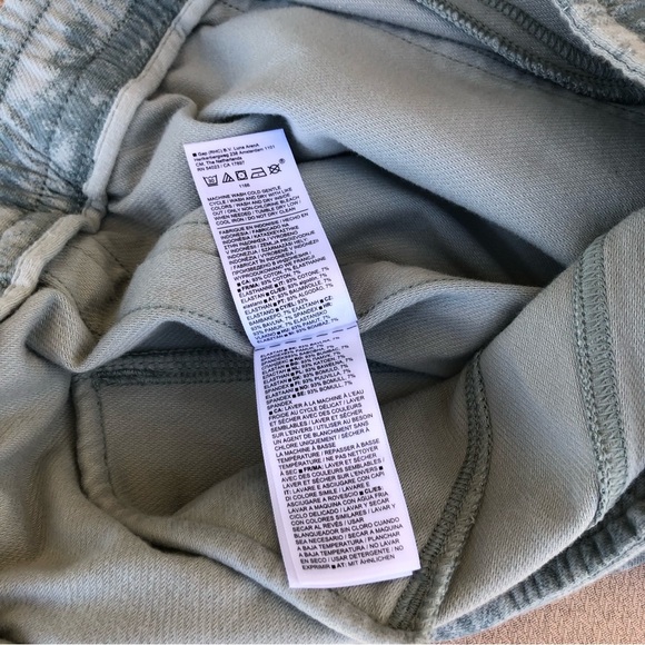 Athleta Cotton Blend Abstract Camo Green Gray Waist string Farallon Joggers SP - Picture 14 of 16